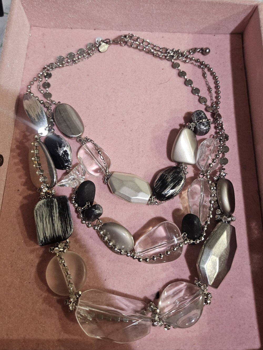 Chicos Multi-Strand Silver & Clear Statement Necklace - Picture 5 of 5
